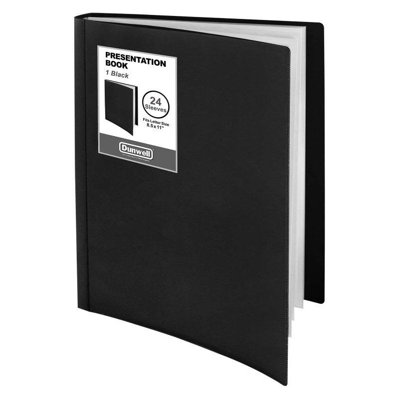 Dunwell Presentation Binder 24-Pocket, Displays 48 Pages, 8.5x11 Portfolio Binder with Plastic Sleeves, Storage and Organizer for Documents, Certificates, Projects, Photos (Black) - Image 1